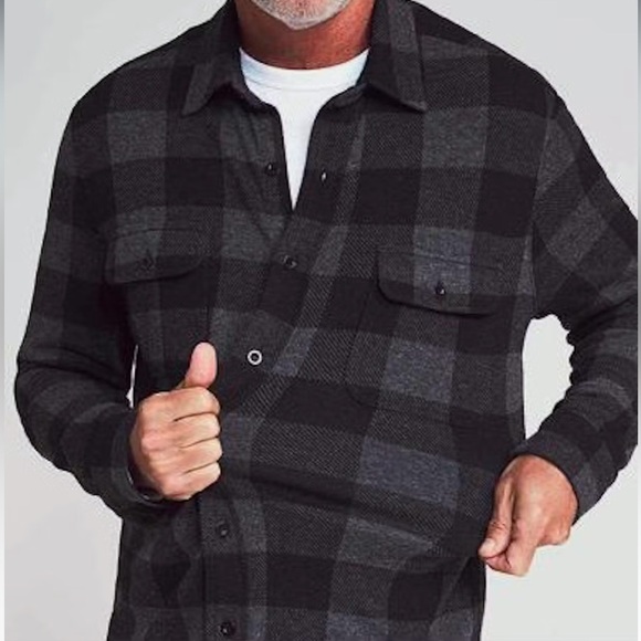 Faherty Legend Sweater Shirt in Charcoal Black Buffalo Plaid Size XL - Picture 10 of 15